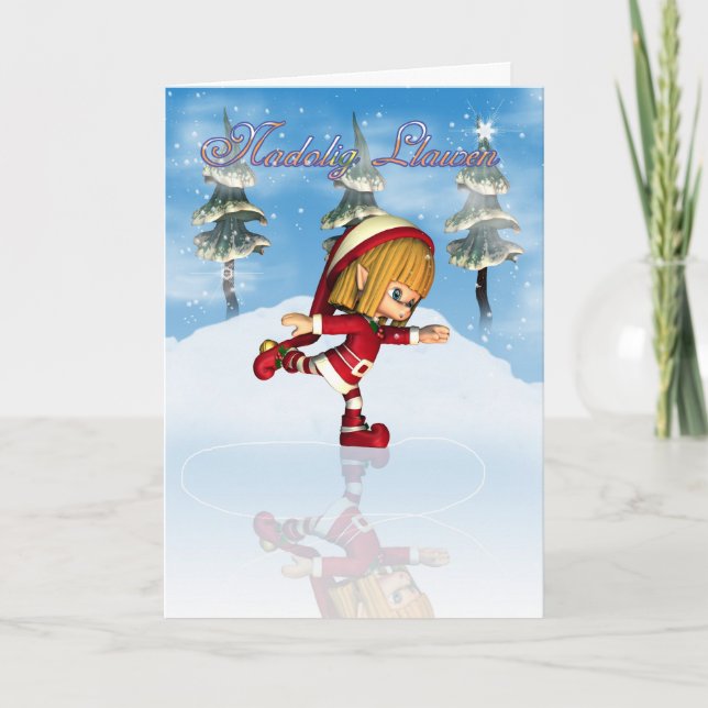 Cartão De Festividades Nadolig Llawen A Blwyddyn Newydd Dda Welsh Christm (Frente)