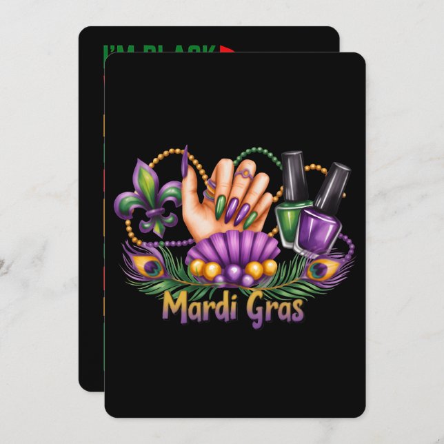 Cartão De Festividades Nail Hustler Mardi Gras Black History Legacy (Frente/Verso)