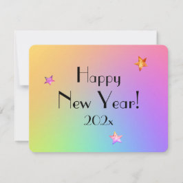 Cartão De Festividades Name || Happy New Year Gradient Rainbow and Gold 
