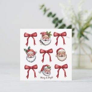 Cartão De Festividades Namorada de Natal Retro Laço Vintage Papai Noel Fo