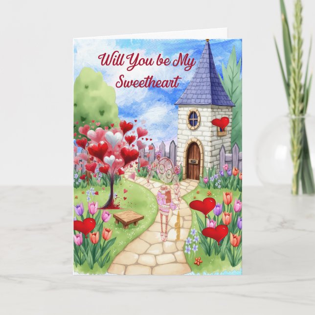 Cartão De Festividades Namorada do Pequeno Vilarejo (Frente)