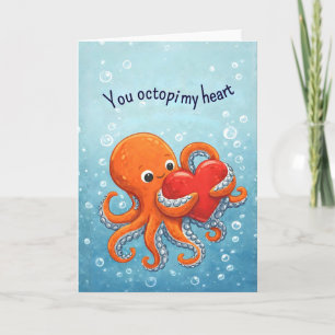 Cartão De Festividades Namorado de polvo Cute Valentine