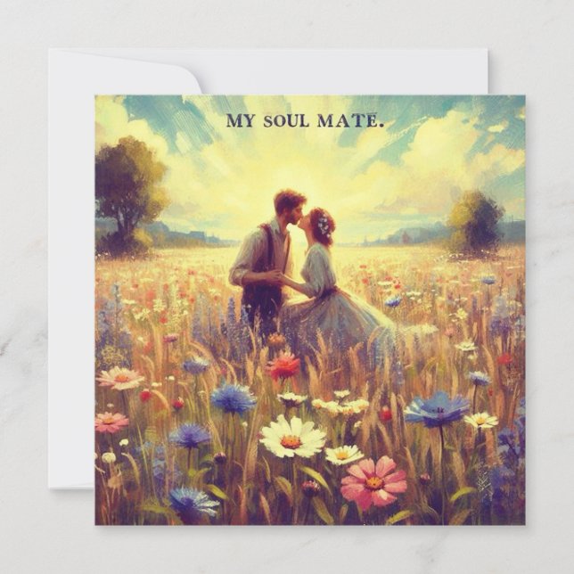 Cartão De Festividades Namorado de Valentim Antigo ~ MEU ALMA GÊMEA ~ Cas (Frente)