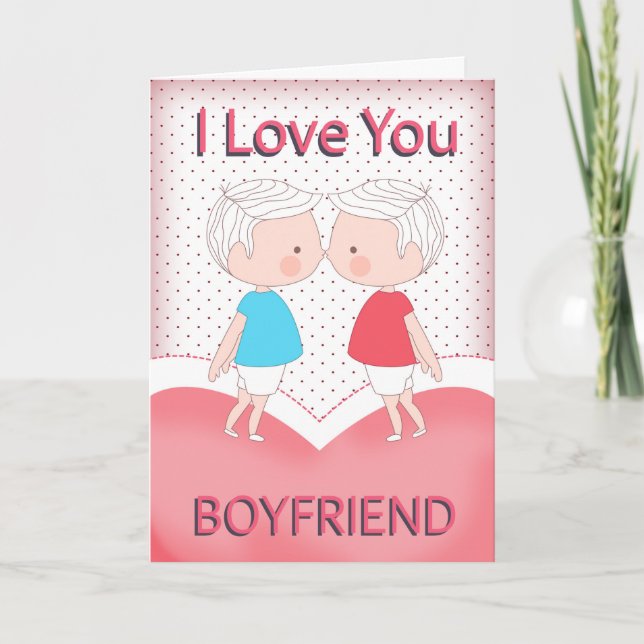 Cartão De Festividades Namorado, Gay, Namorados de Casal de Beijo Curto = (Frente)