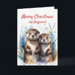 Cartão De Festividades Namorado Maravilhosa de Otter<br><div class="desc">Bobo de Natal maravilhoso mas cheio de amor Feliz Natal</div>