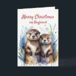 Cartão De Festividades Namorado Maravilhosa de Otter<br><div class="desc">Bobo de Natal maravilhoso mas cheio de amor Feliz Natal</div>