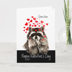 Cartão De Festividades Namorados Adorando Diversão Raccoon soprando beij