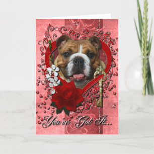 Cartão De Festividades Namorados - Chave do Meu Coração - Bulldog