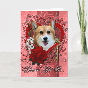 Cartão De Festividades Namorados - Chave do Meu Coração - Corgi - Owen