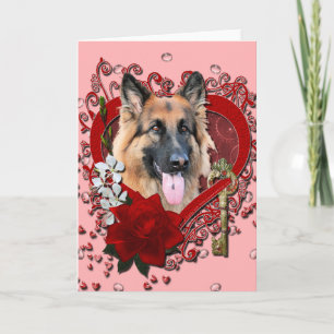 Cartão De Festividades Namorados - Chave do Meu Coração - German shepherd