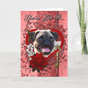 Cartão De Festividades Namorados - Chave do Meu Coração - Pug