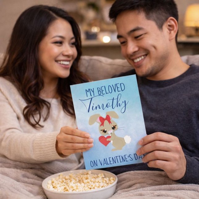 Cartão De Festividades Namorados coelho adorável para Namorado (Criador carregado)