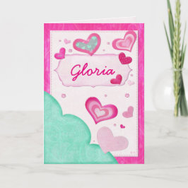 Cartão De Festividades Namorados de Aniversário Personalizado com Coraçõe