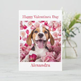 Cartão De Festividades Namorados de Beagle Feliz Personalizado