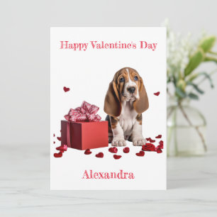 Cartão De Festividades Namorados de Caixa de Presente Vermelho de Hound d