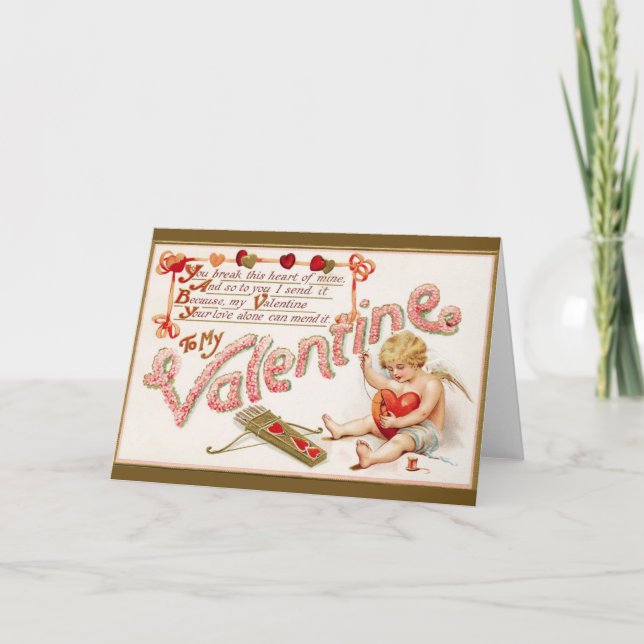 Cartão De Festividades Namorados de Coração Quebrado Vitoriano (Frente)