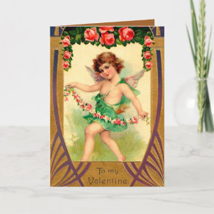 Cartão De Festividades namorados de cupido da vintage