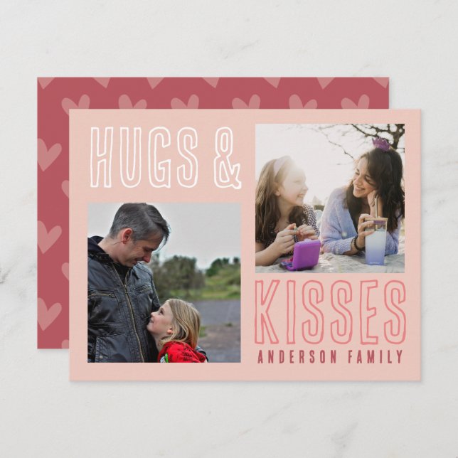 Cartão De Festividades Namorados de Fotografias da Família Blush Pink Hug (Frente/Verso)