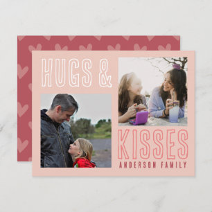 Cartão De Festividades Namorados de Fotografias da Família Blush Pink Hug