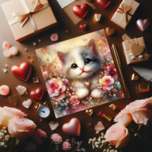 Namorados de Gata Floral de Cor de Água Floral Dou
