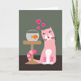 Cartão De Festividades Namorados de Gato e Peixe Goldfish