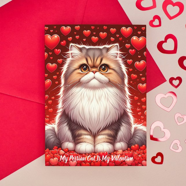 Cartão De Festividades Namorados de Gato Persa Purr (Persian Cat Valentine Purr Holiday Card)