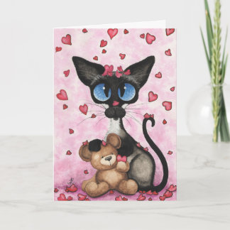Cartão De Festividades Namorados de Gato Siamês Seja Mine Bear por BiHrLe