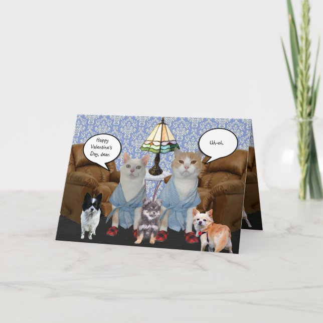 Cartão De Festividades Namorados de Gatos Engraçados Personalizáveis (Frente)