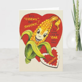 Cartão De Festividades Namorados de Milho Antropomórfico Vintage