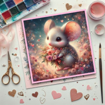 Namorados de Mouse com Flores de Aquarelas do Cora