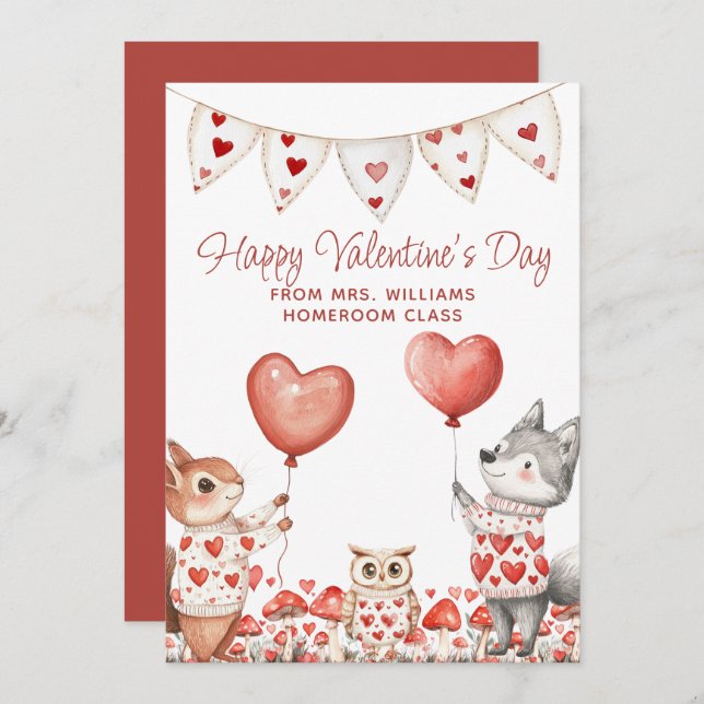 Cartão De Festividades Namorados De Professores Para Classe (Frente/Verso)