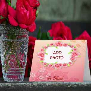 Cartão De Festividades Namorados de Rosas Rosa Adicionar Sua Foto