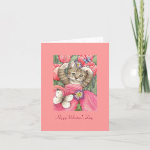 Cartão De Festividades Namorados do gatinho da tulipa
