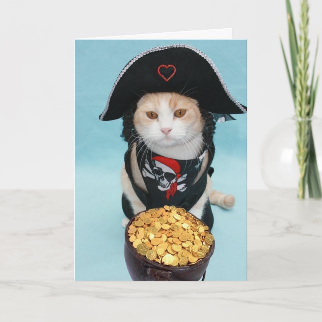 Cartão De Festividades Namorados Fu[nny Pirate Gatinho (Frente)