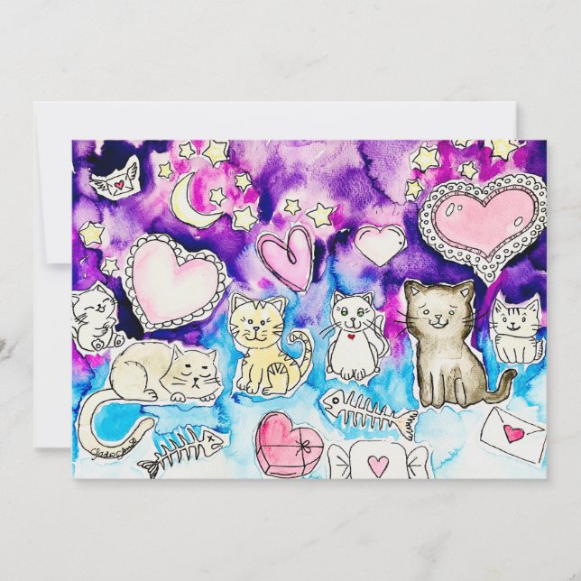 Cartão De Festividades Namorados gatinho (Frente)