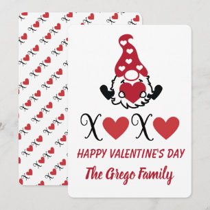 Cartão De Festividades Namorados Gnome com símbolo Hugs e Kisses