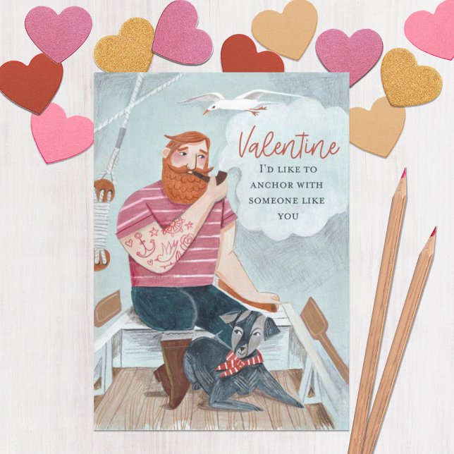 Cartão De Festividades Namorados Homem Bloqueado desenhado à mão (Criador carregado)