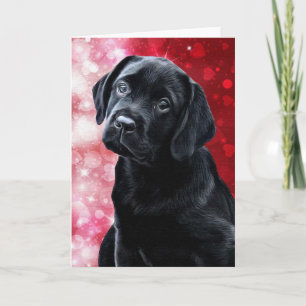 Cartão De Festividades Namorados - Labrador Preto - Lab Puppy
