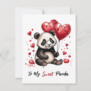Cartão De Festividades Namorados personalizado de panda bonito