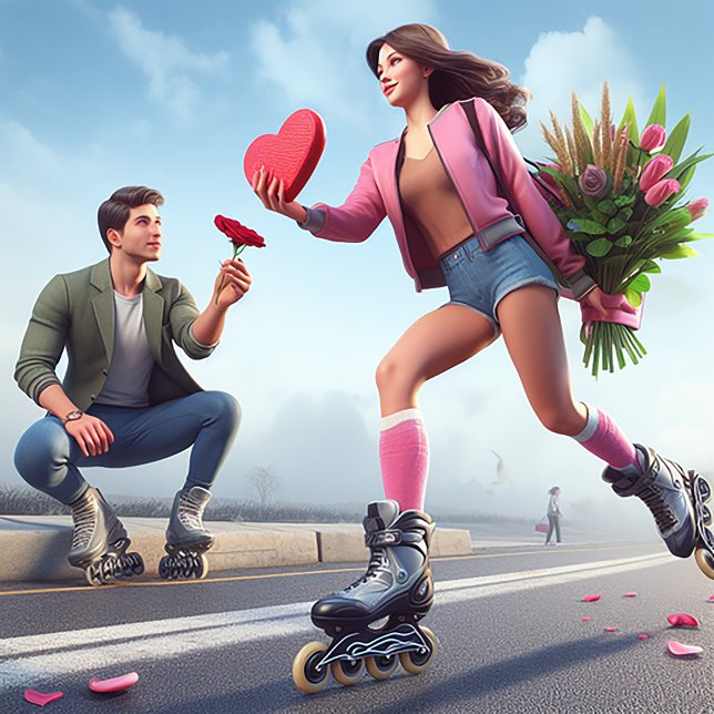 Cartão De Festividades Namorados Rollerblading divertido para ele (Criador carregado)