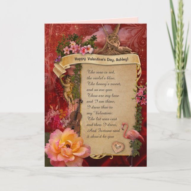 Cartão De Festividades Namorados romântico (personalizável) (Frente)