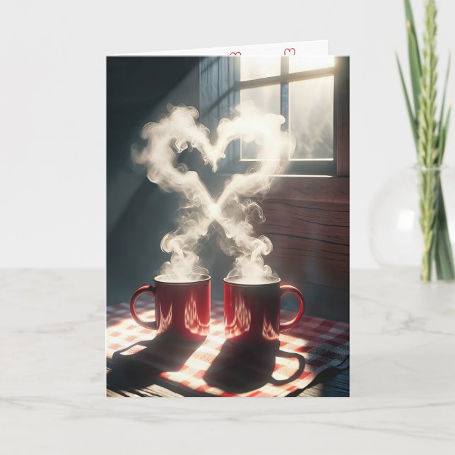 Cartão De Festividades Namorados Vermelho Com Coração Vapor (Frente)