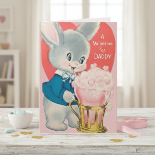 Cartão De Festividades Namorados Vintage Bunny para Retro Personalizado d