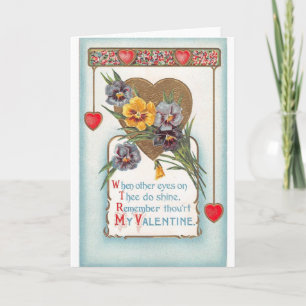 Cartão De Festividades Namorados Vintage Red Dangle Hearts & Violets