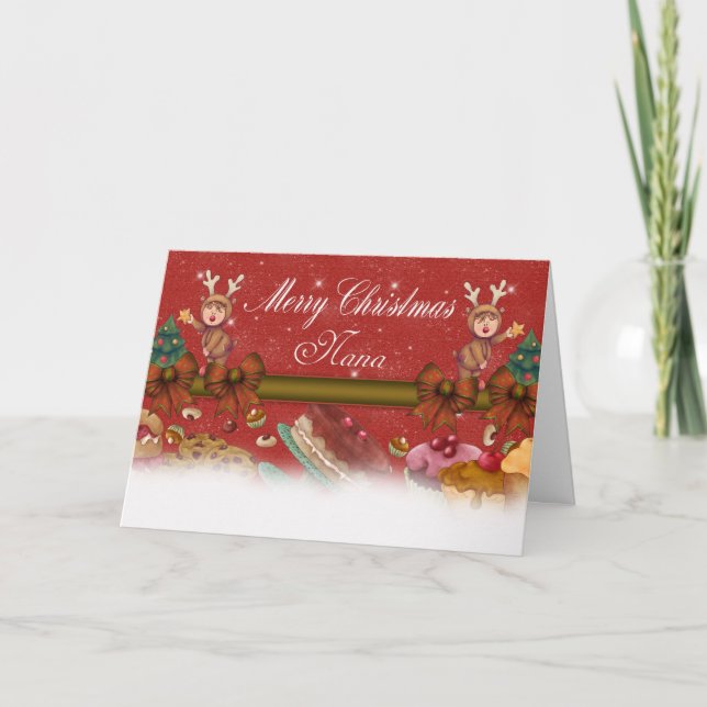 Cartão De Festividades Nana Christmas Card - Cute Card For Nana (Frente)