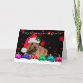 Cartão De Festividades Nana & Grandad Border Terrier Em Santa Hat
