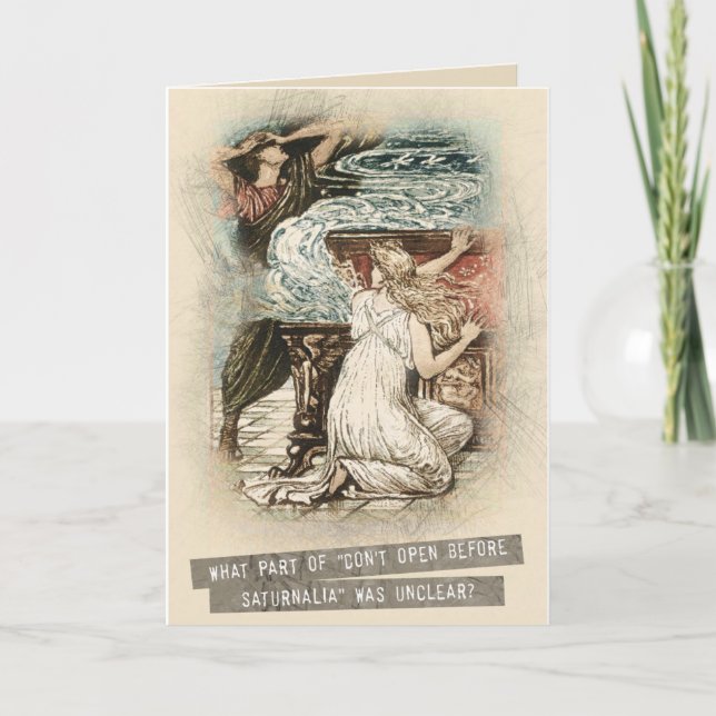 Cartão De Festividades Não abra antes de Saturnalia! (Frente)