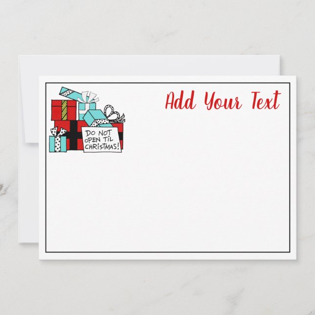 Cartão De Festividades Não Abrir até o Natal apresentar Natal (Frente)
