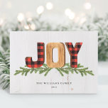 Cartão De Festividades Não-Foto de Natal de Joy Rustic<br><div class="desc">Deseje aos seus amigos e família uma feliz temporada de férias com este design único de Natal Joy. Personalize com seu cartões de natal e seu nome de família.</div>