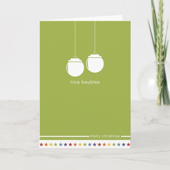 Cartão De Festividades Não Hetero Design 'Nice Baubles' Card (Frente)
